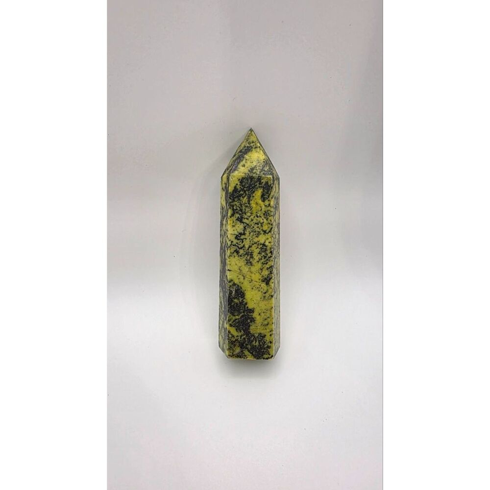 Serpentine Crystal Tower Green Black Polished Obelisk Point
